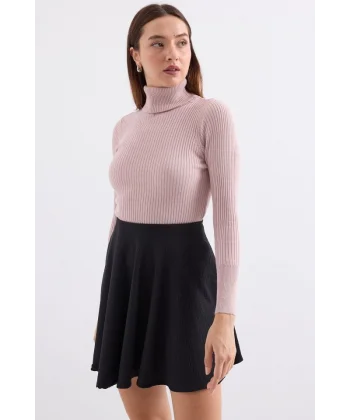 10311 Balıkçı Yaka Triko Kazak - Pembe