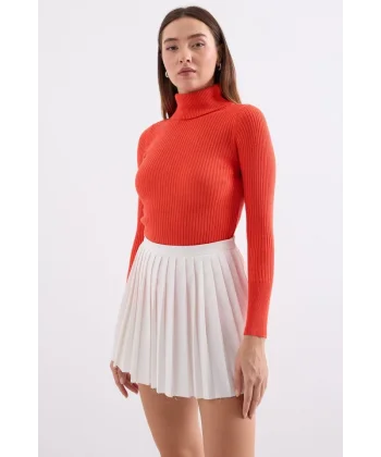 10311 Balıkçı Yaka Triko Kazak - Turuncu