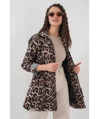 10322 Beli Büzgülü Trençkot - C. Kahverengi