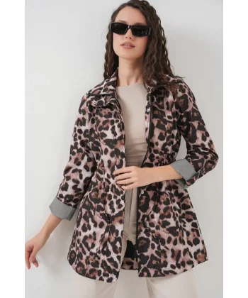 10322 Beli Büzgülü Trençkot - D.Kahve