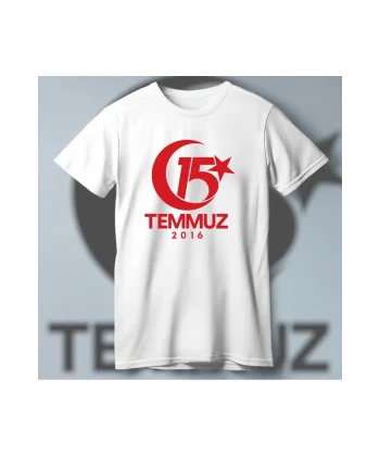 15 Temmuza Özel Tasarım 2016 Baskılı T-shirt - Beyaz