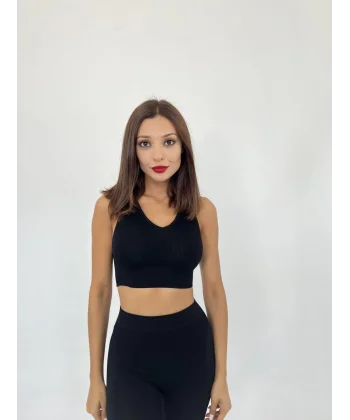 15543 RİPLİ V YAKA BRASİYAH