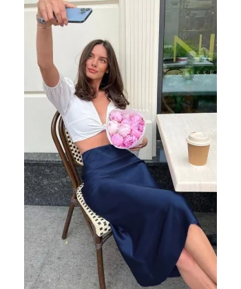 15806 Saten Etek  Lacivert