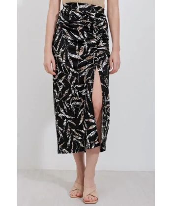 1880 Yırtmaçlı Etek  C.Siyah