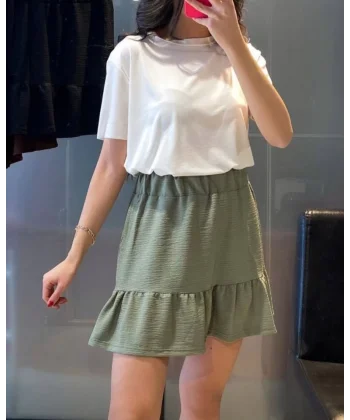 1884 Örme Mini Etek  Çağla