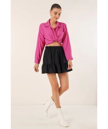 1884 Örme Mini Etek  Siyah