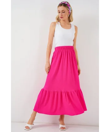 1886 Uzun Örme Etek - A.Fuşya