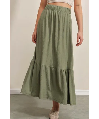 1886 Uzun Örme Etek - Haki