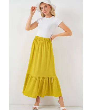 1886 Uzun Örme Etek - Hardal