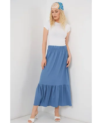 1886 Uzun Örme Etek - İndigo
