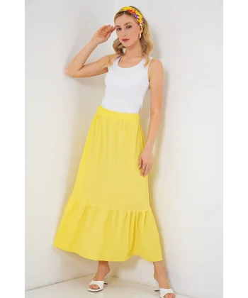 1886 Uzun Örme Etek - Sarı
