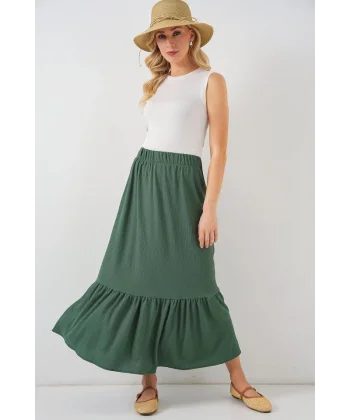 1886 Uzun Örme Etek - Zümrüt Yeşili