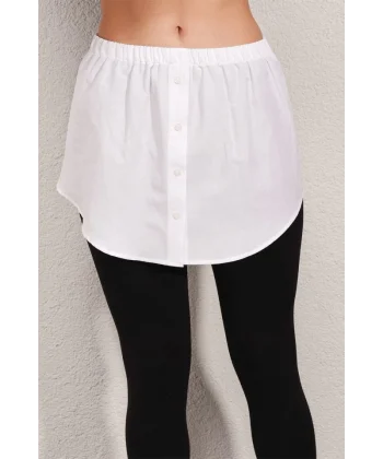 1888 Sweatshirt Kazak Altı Gömlek Etek  Beyaz