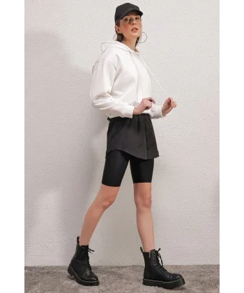 1888 Sweatshirt Kazak Altı Gömlek Etek  Siyah