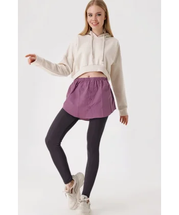 1888 Sweatshirt Ve Kazak Altı Gömlek Etek  Koyu Lila