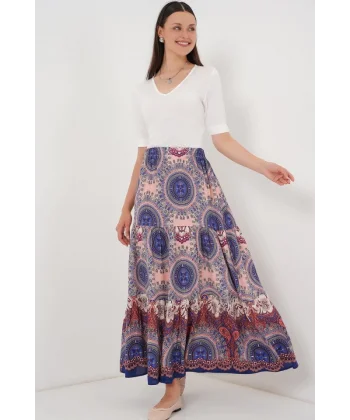 1898 Desenli Uzun Etek - Saks