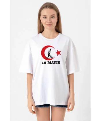 19 Mayıs 20/1 Baskılı T-shirt - Beyaz