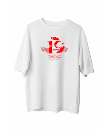 19 Mayıs Unisex Baskılı T-shirt - Beyaz