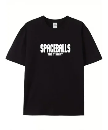 20/1 Penye Compack SPACEBALLS Erkek Baskılı Oversize Bisiklet Yaka Kısa Kol Yazlık T-shirt - Siyah
