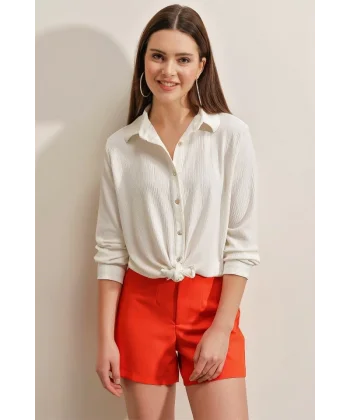 20160 Örme Gömlek  Beyaz