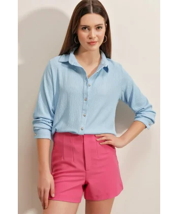 20160 Örme Gömlek  Mavi