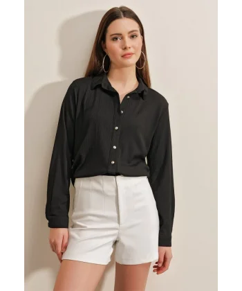 20160 Örme Gömlek  Siyah