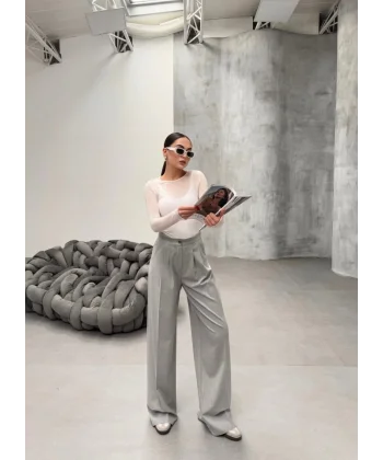 230 Gr Poly Viscose Full Lycra Pi̇leli̇ Palazzo Pantolon