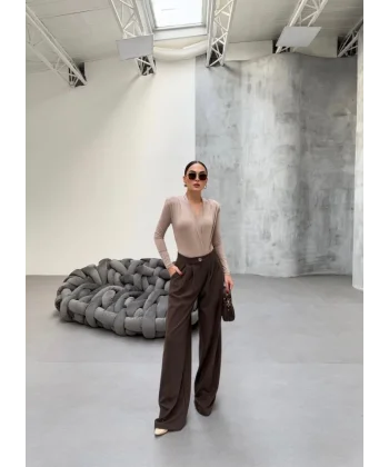 230 Gr Poly Viscose Full Lycra Pi̇leli̇ Palazzo Pantolon