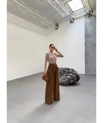 230 Gr Poly Viscose Full Lycra Pi̇leli̇ Palazzo Pantolon