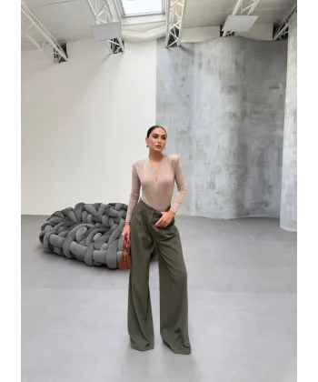 230 Gr Poly Viscose Full Lycra Pi̇leli̇ Palazzo Pantolon