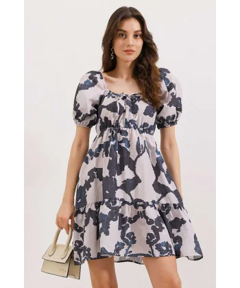 2351 Kloş Poplin Elbise  D. Siyah