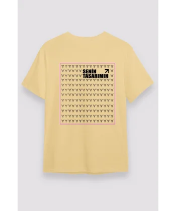 24/1 Düz Arka Sizin Tasarımınız Oversize T-shirt - Bej