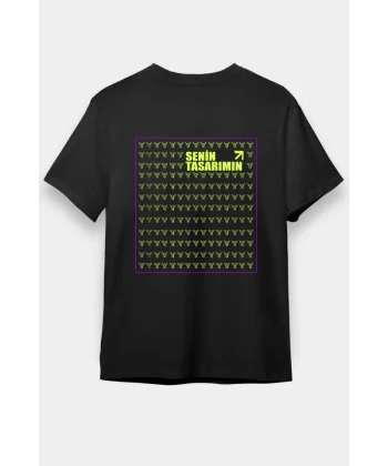 24/1 Düz Arka Sizin Tasarımınız Oversize T-shirt - Siyah