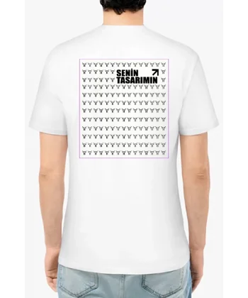 24/1 Düz Ön Arka Sizin Tasarımınız Oversize T-shirt - Beyaz