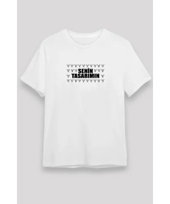 24/1 Düz Ön Sizin Tasarımınız Oversize T-shirt - Beyaz