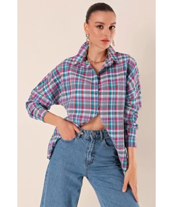 3900 Oversize Uzun Basic Gömlek  A. Kiremit