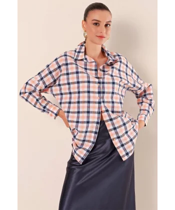 3900 Oversize Uzun Basic Gömlek  A.Pudra