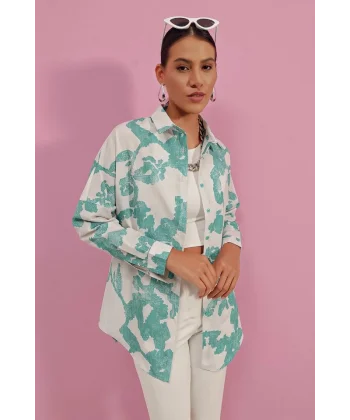 3900 Oversize Uzun Basic Gömlek  D. Mint