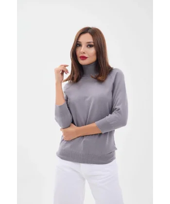 4212 TRİKO FAKİR KOL BALIKÇI KAZAK-GRİ