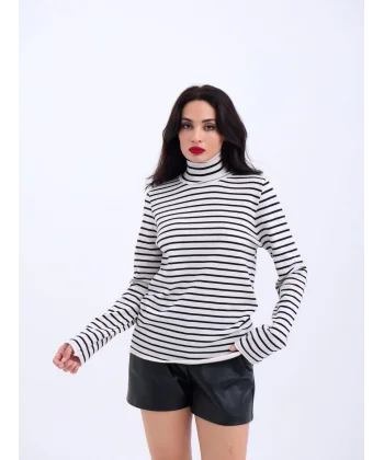 4213 TRİKO ÇİZGİLİ BALIKÇI SALAŞ-EKRU-SİYAH