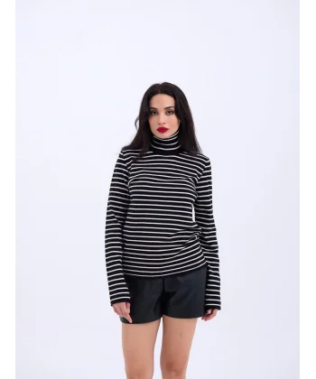 4213 TRİKO ÇİZGİLİ BALIKÇI SALAŞ-SİYAH-EKRU