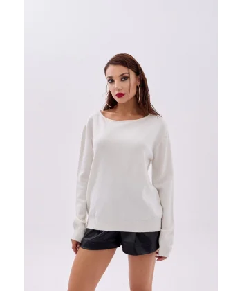 4216 TRİKO DÜZ SALAŞ KAZAK-EKRU