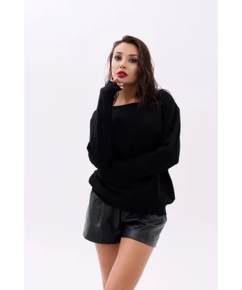 4216 TRİKO DÜZ SALAŞ KAZAK-SİYAH