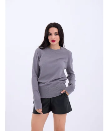 4217 TRİKO BASİC KAZAK-GRİ