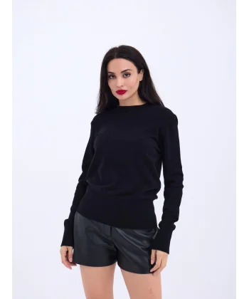 4217 TRİKO BASİC KAZAK-SİYAH