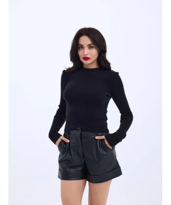 42201 TRİKO BASİC KAZAK-SİYAH