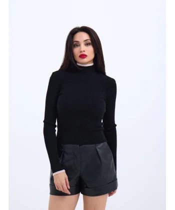 42251 TRİKO BALIKÇI FİTİLLİ KAZAK-SİYAH-EKRU