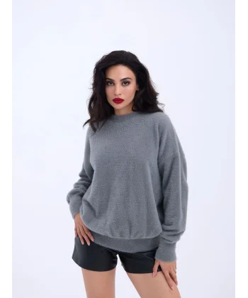 42331 TRİKO SIFIR YAKA SALAŞ KAZAK-GRİ