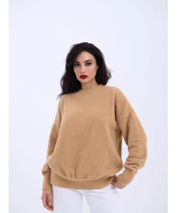 42331 TRİKO SIFIR YAKA SALAŞ KAZAK-VİZON