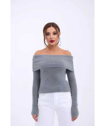 42431 TRİKO DEGAJE YAKA KAZAK-ANTRASİT